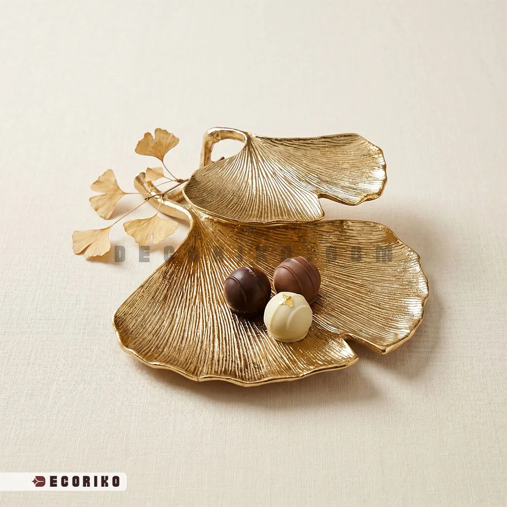 شیرینی خوری دو طبقه مدل برگ Ginko Leaf