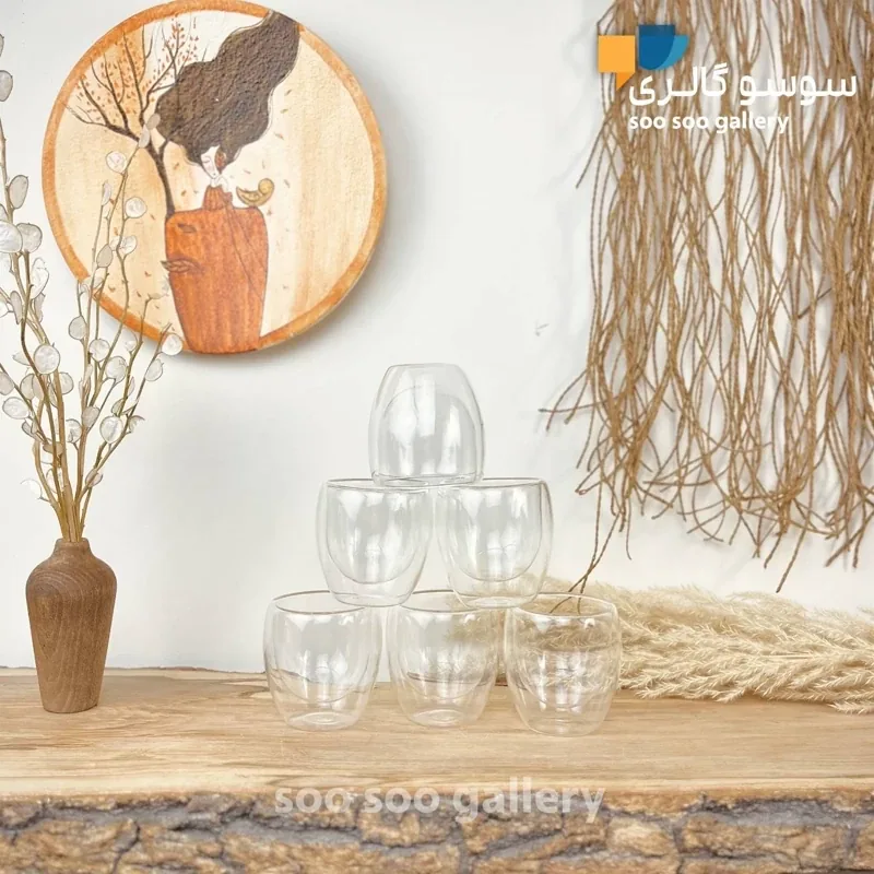 شات دوجداره بدون دسته بسته 6 عددی
