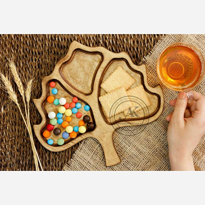 ظرف چوبی اردو خوری چوبی مدل برگ