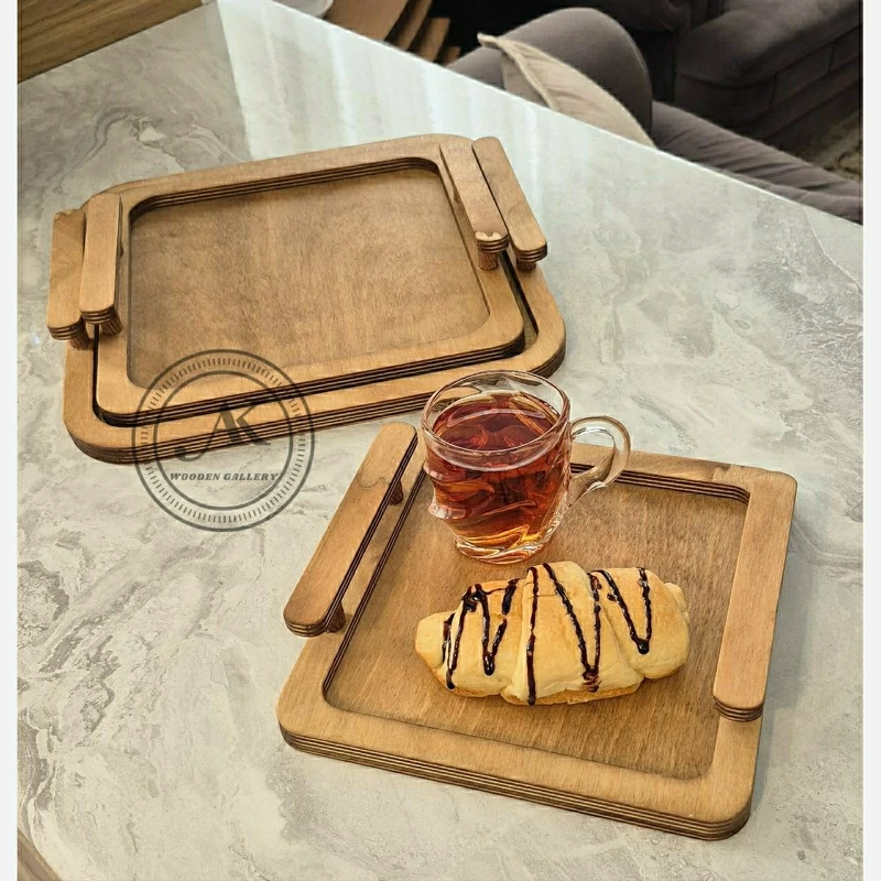 ست سینی چوبی 3 سایز مربع