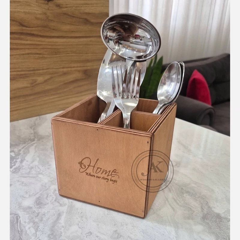 باکس 3خانه چوبی،جاقاشق چنگال چوبی