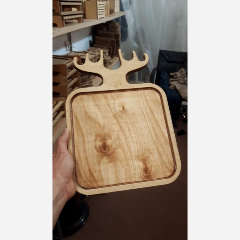 بشقاب چوبی سرو چوبی شاخ گوزنی مربع سایز 3 - تصویر ۲