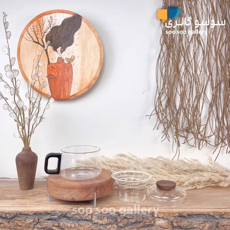فنجان دمنوش ساز لاکچری پیرکس و چوب صافی دار - تصویر ۲