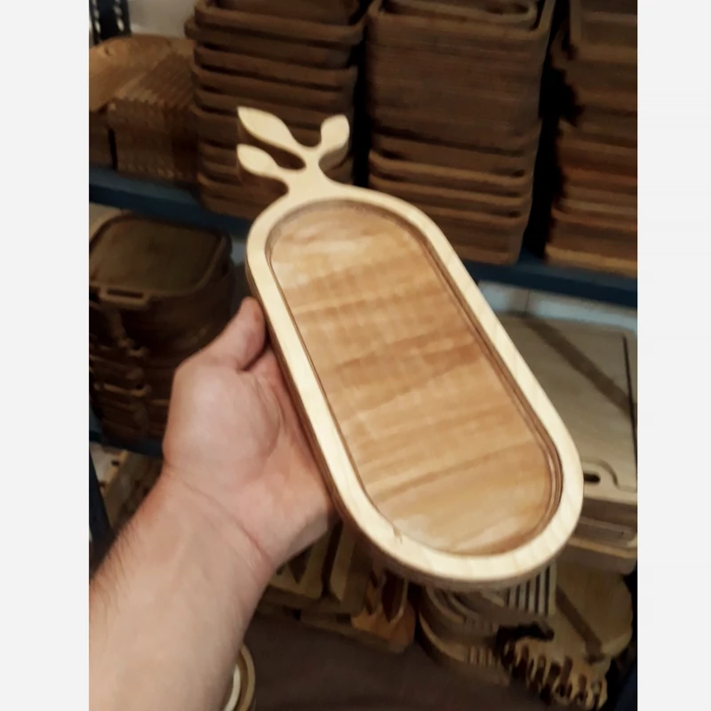 ظرف چوبی ، رولت خوری چوبی دسته برگ - تصویر ۲