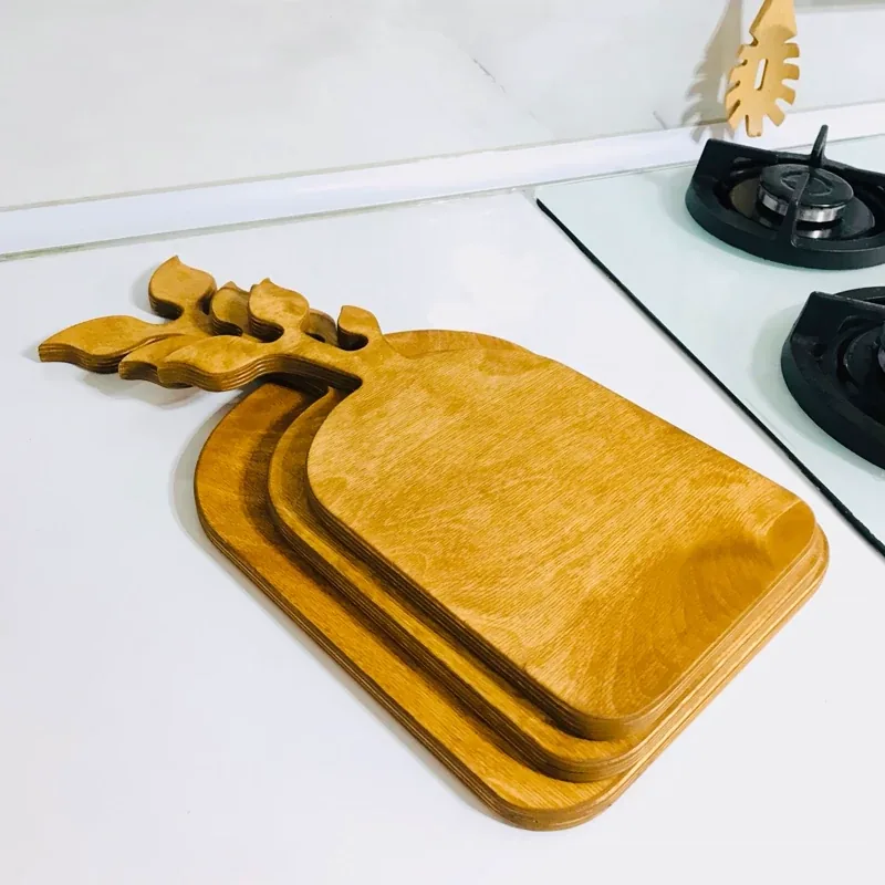 تخته سرو تخته گوشت چوبی طرح برگ - تصویر ۲