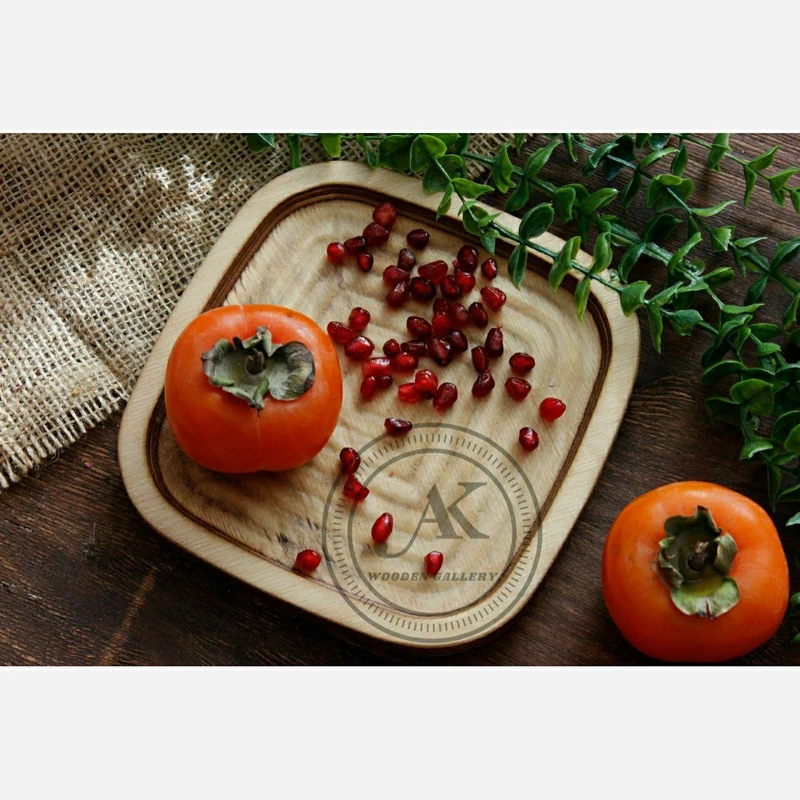 بشقاب چوبی مربع و گرد ، پیش دستی چوبی - تصویر ۳