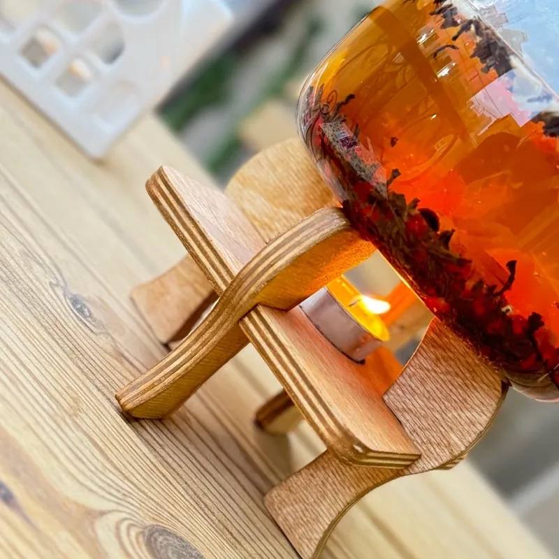 وارمر قوری چوبی پایه دار سایز بزرگ - تصویر ۳