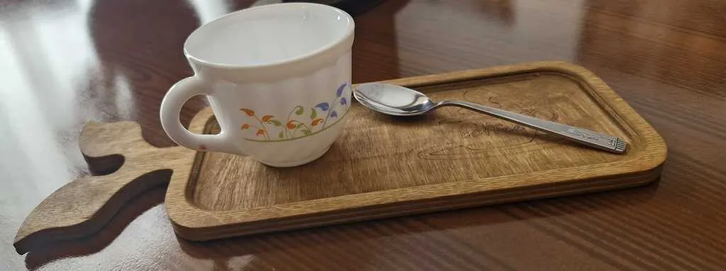 سینی کافی چوبی دو نفره مدل برگ - تصویر ۴