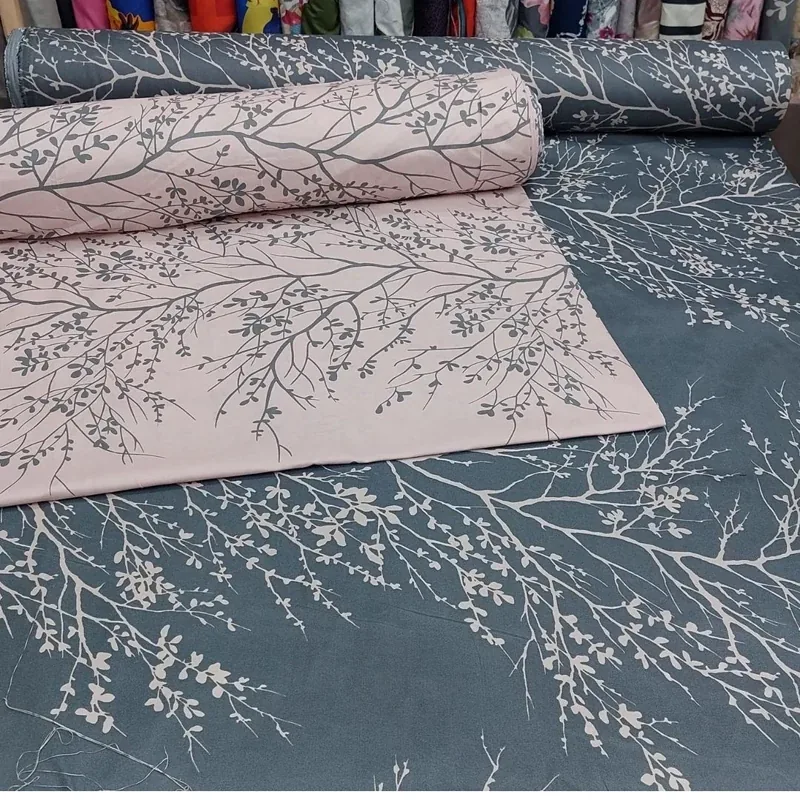 پارچه ملافه ای،پارچه ملحفه ای عرض240 سانت پارچه ملافه ای طرح شکوفه جنس پیگمنت بدون رنگدهی و آبرفت در طرح های مختلف - تصویر ۲