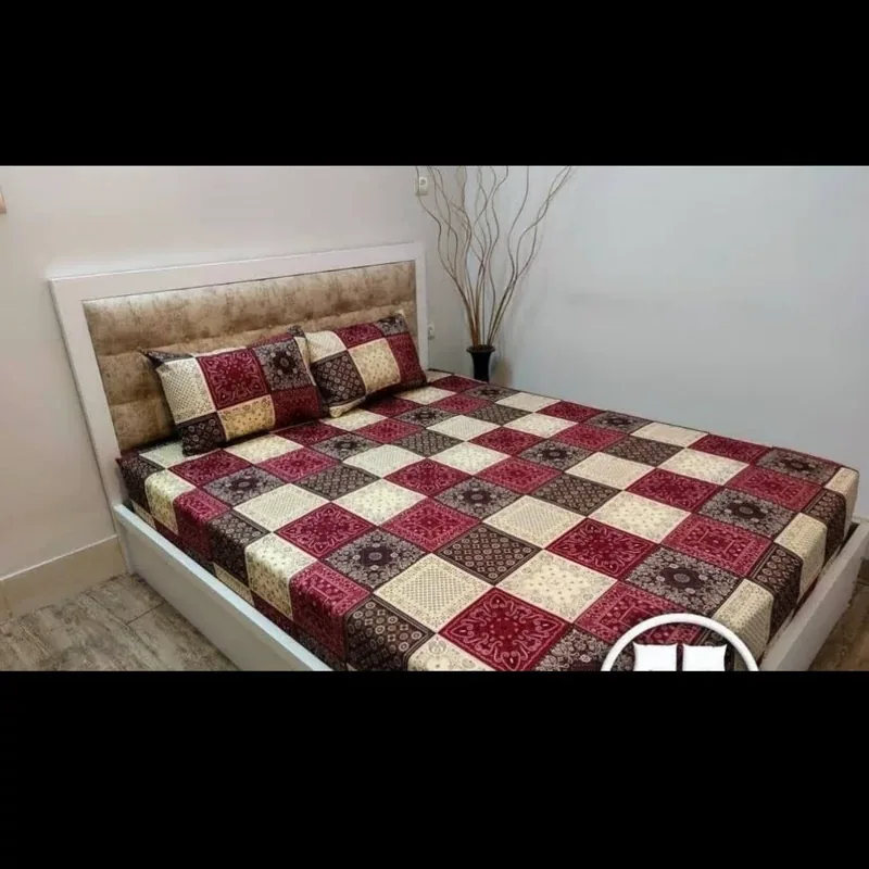 روتختی دونفره 3 تکه شامل ملحفه کشدار خوشخواب و دو عدد رو بالشتی سایز 160در200 - تصویر ۲